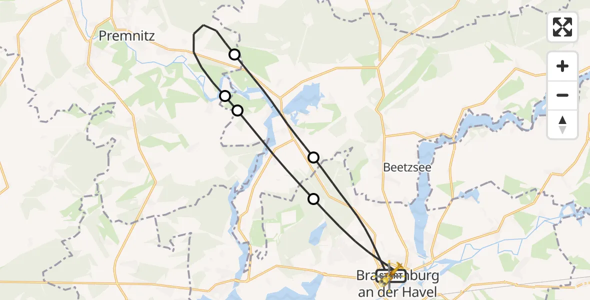 Flugroute Rettungshubschrauber Brandenburg an der Havel - Brandenburg an der Havel, 15 August 2026, 15:30