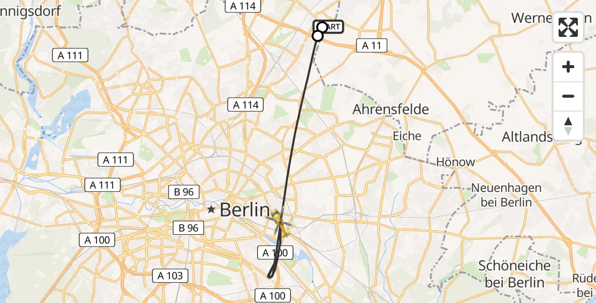 Flugroute Rettungshubschrauber Helios Clinic Berlin-Buch - Berlin, 15 August 2026, 15:38