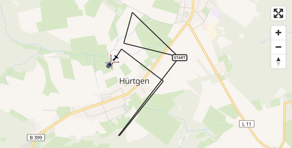 Flugroute Polizeihubschrauber Hürtgenwald - Hürtgenwald, 15 August 2026, 15:39