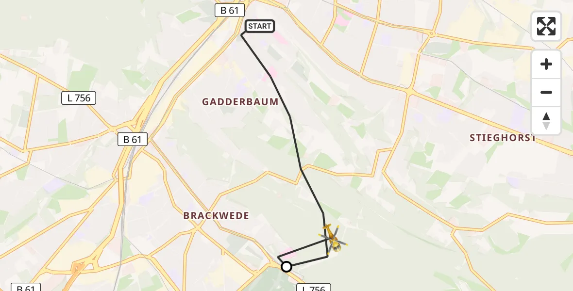 Flugroute Rettungshubschrauber Bielefeld - Bielefeld, 15 August 2026, 15:46