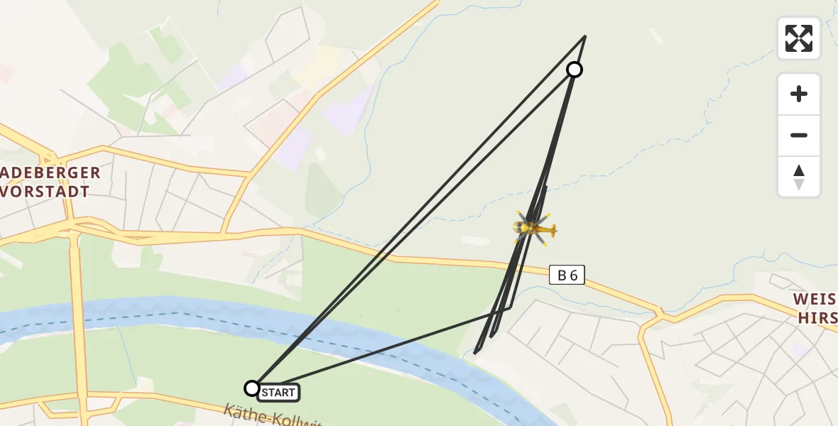 Flugroute Rettungshubschrauber Dresden - Dresden, 15 August 2026, 15:49