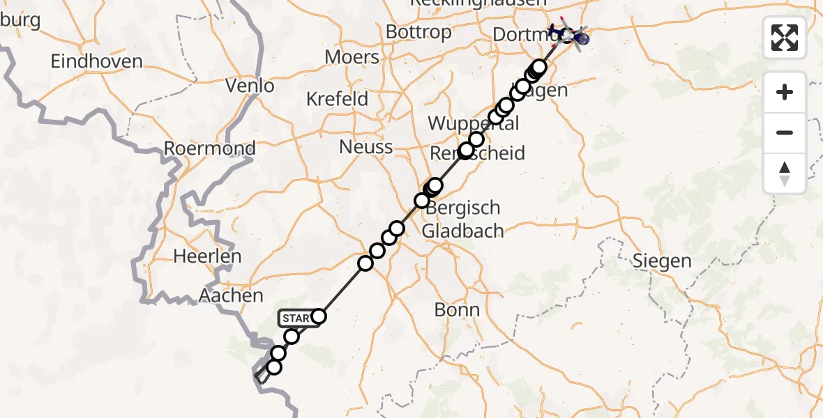 Flugroute Polizeihubschrauber Hürtgenwald - Dortmund Flughafen, 15 August 2026, 16:23