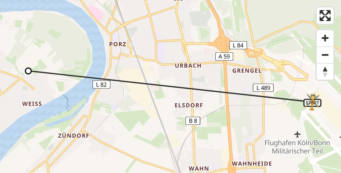 Flugroute Rettungshubschrauber Köln Bonn Flughafen - Köln Bonn Flughafen, 15 August 2026, 16:29