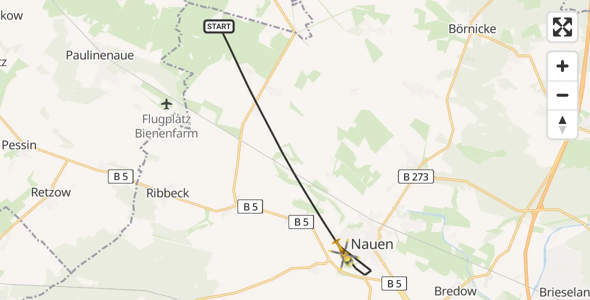Flugroute Rettungshubschrauber Nauen - Nauen, 15 August 2026, 16:34