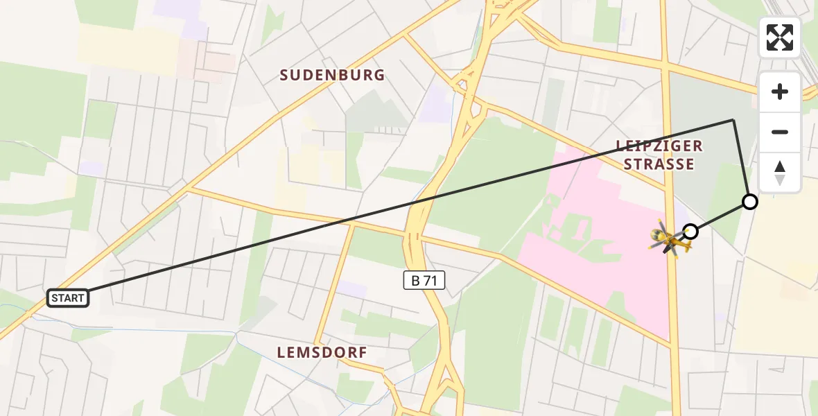 Flugroute Rettungshubschrauber Magdeburg - Magdeburg University Hospital, 15 August 2026, 16:36