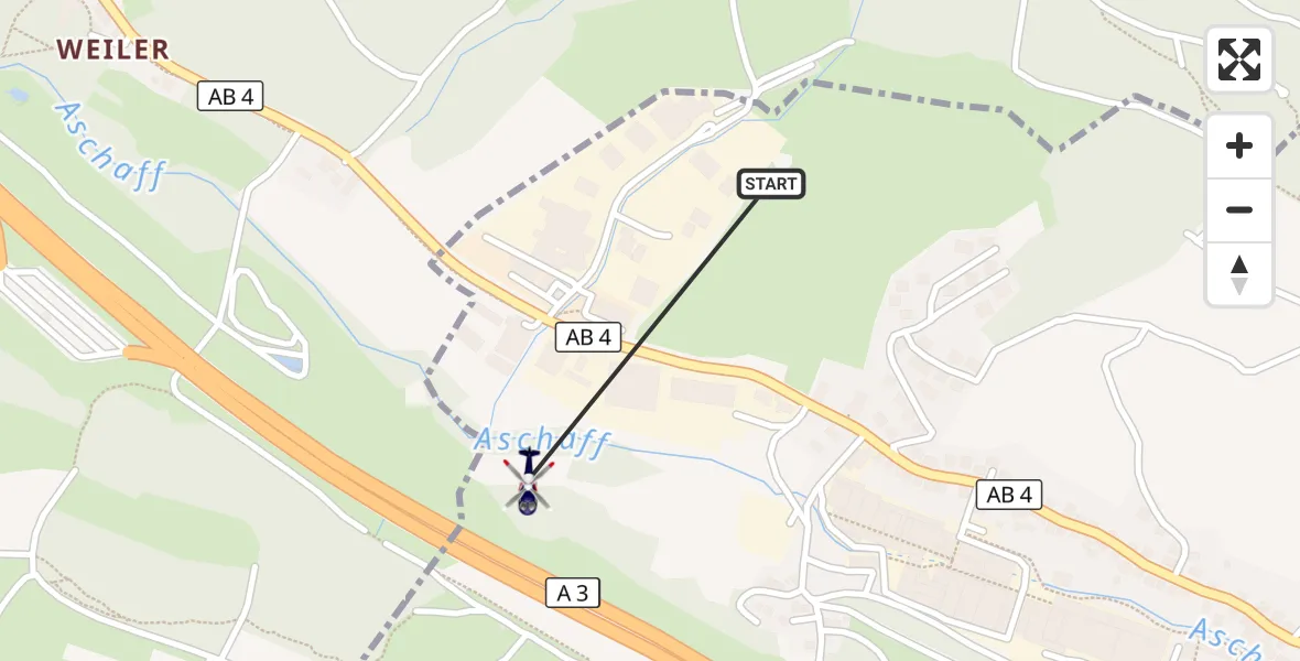 Flugroute Polizeihubschrauber Waldaschaff - Waldaschaff, 15 August 2026, 17:33