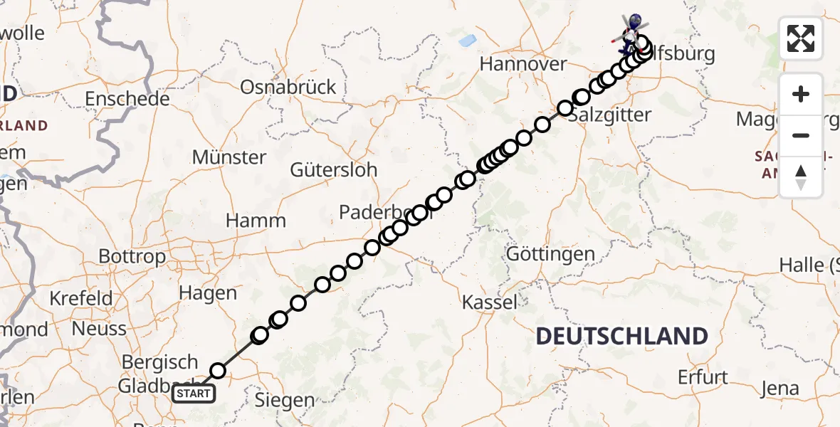 Flugroute Polizeihubschrauber Much - Gifhorn Bundespolizei Hubschrauberlandeplatz, 15 August 2026, 18:07
