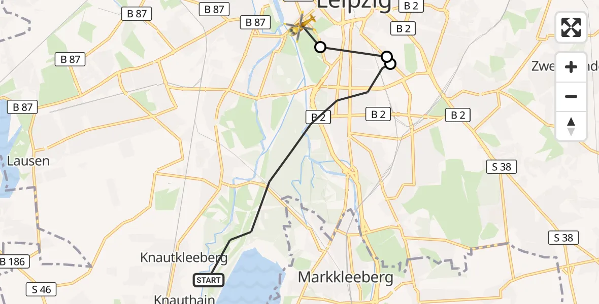Flugroute Rettungshubschrauber Leipzig - Leipzig, 15 August 2026, 18:27