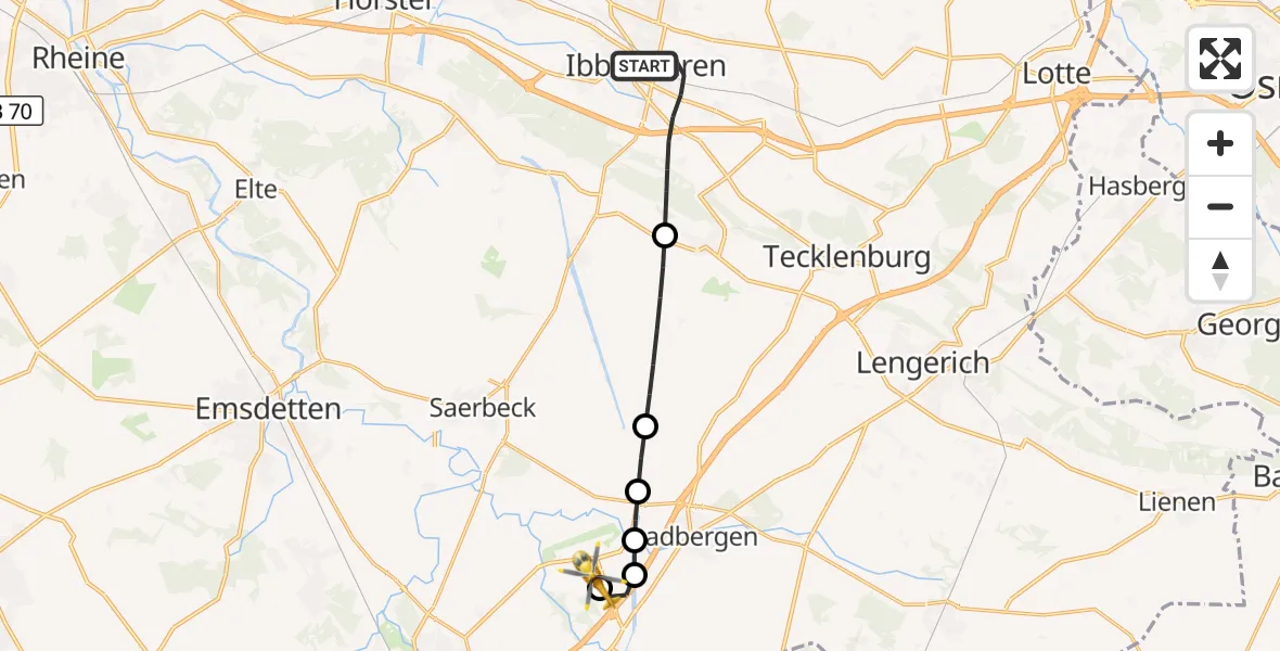 Flugroute Ambulanzhubschrauber Ibbenbüren - Christoph  Westfalen-ADAC, 15 August 2026, 19:20