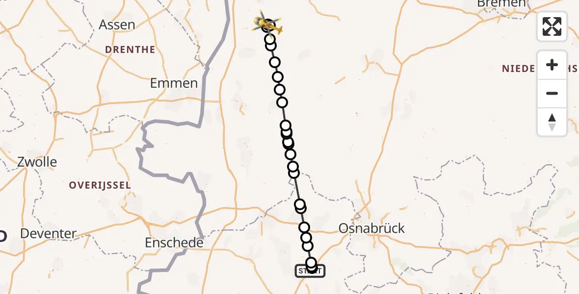 Flugroute Ambulanzhubschrauber Christoph  Westfalen-ADAC - Surwold, 15 August 2026, 20:13
