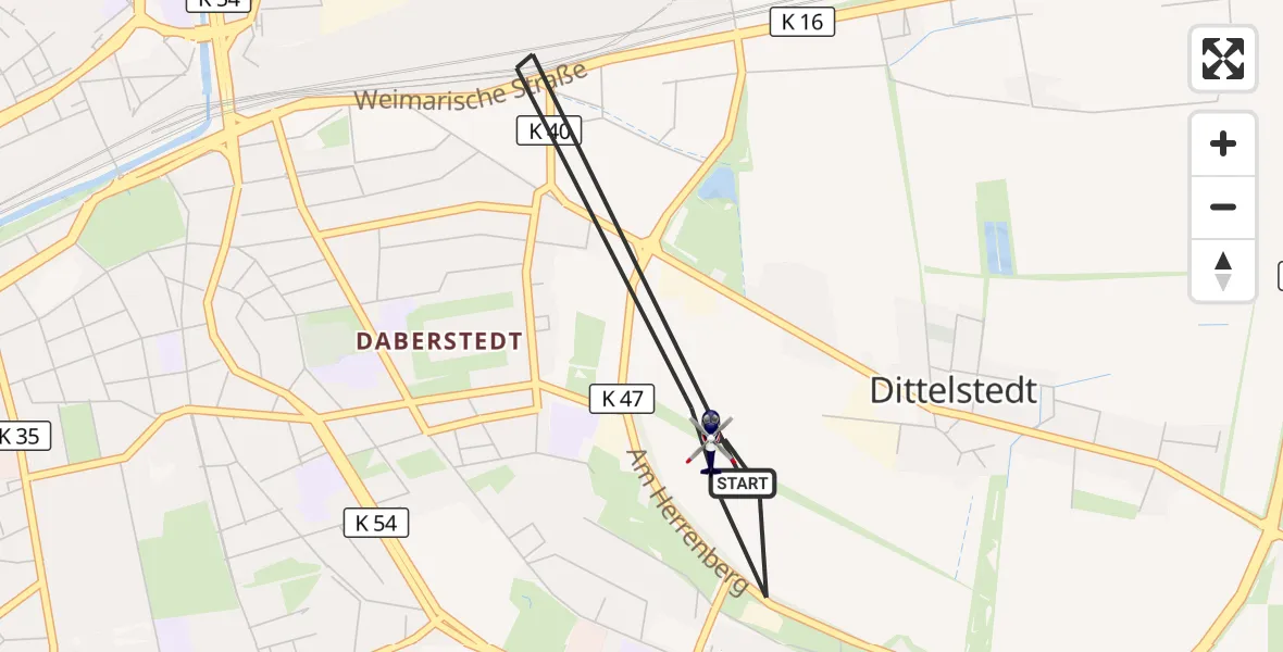 Flugroute Polizeihubschrauber Erfurt - Erfurt, 15 August 2026, 21:10