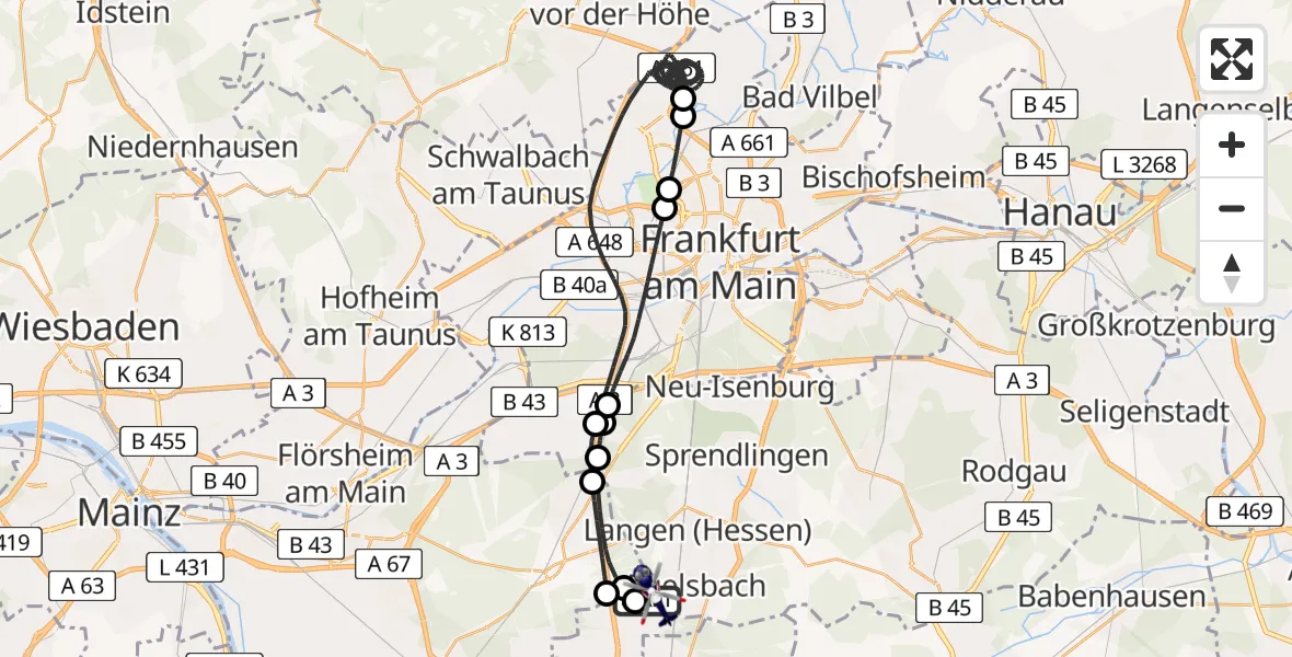 Flugroute Polizeihubschrauber Flughafen Frankfurt-Egelsbach - Flughafen Frankfurt-Egelsbach, 16 August 2026, 03:21