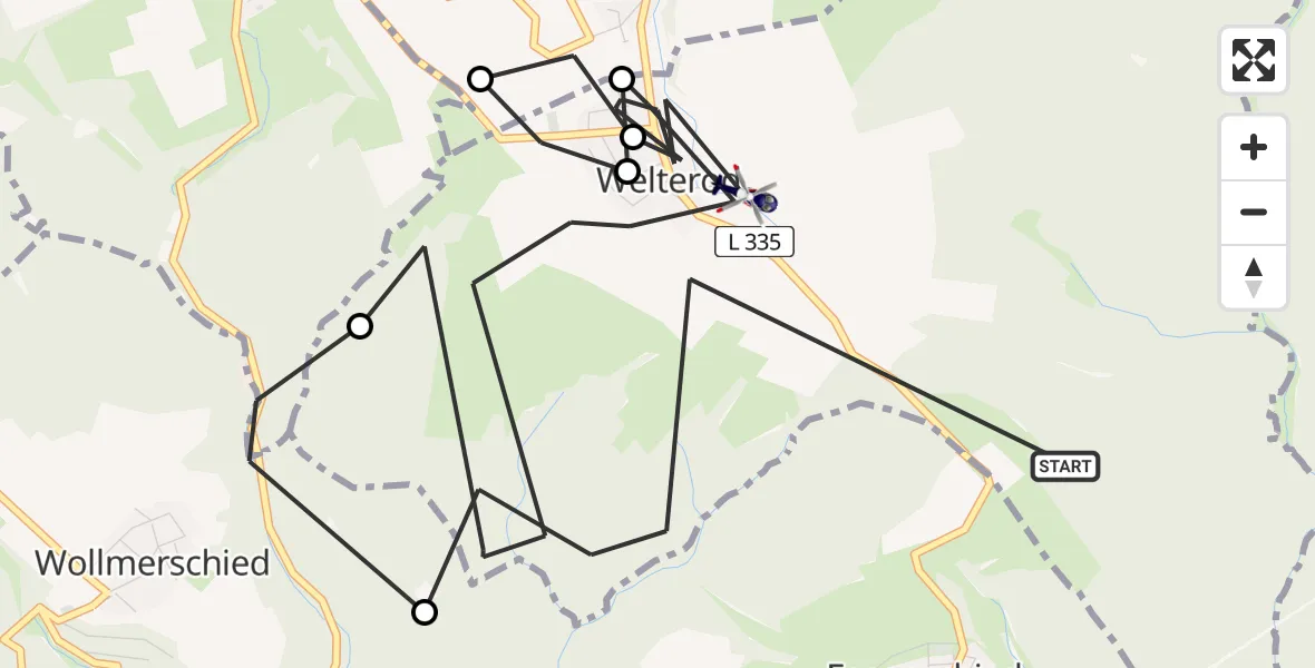 Flugroute Polizeihubschrauber Welterod - Welterod, 16 August 2026, 06:40