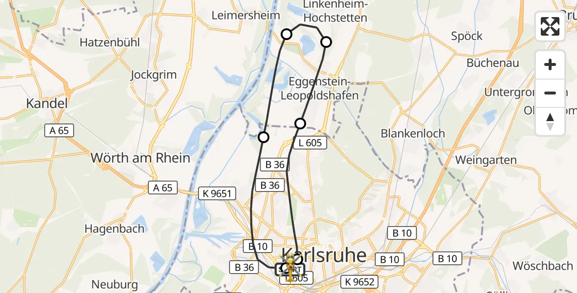Flugroute Ambulanzhubschrauber Sankt Vincentius Hospital - Sankt Vincentius Hospital, 16 August 2026, 07:31