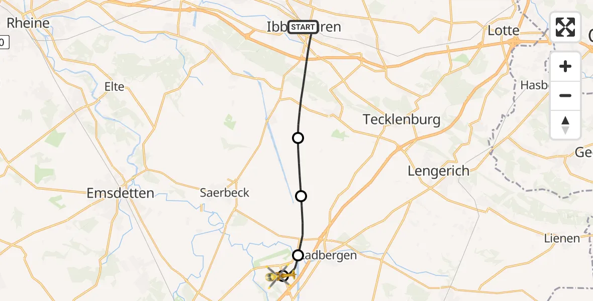 Flugroute Ambulanzhubschrauber Ibbenbüren - Christoph  Westfalen-ADAC, 16 August 2026, 07:59