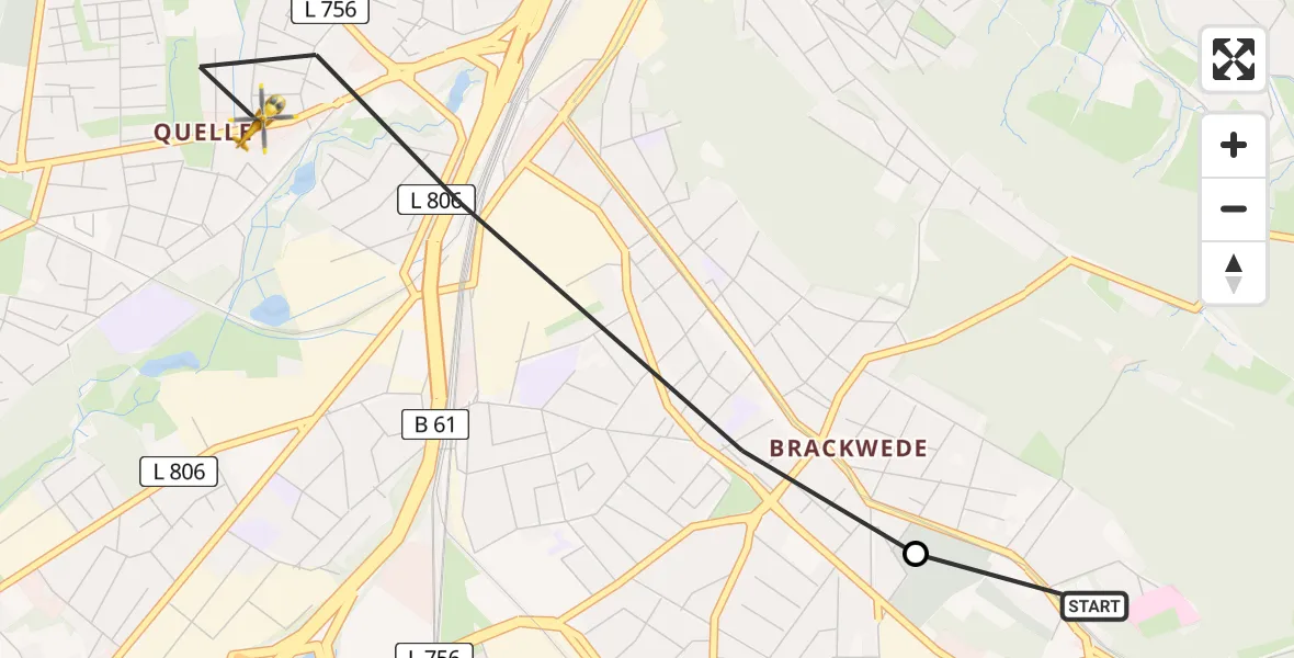 Flugroute Rettungshubschrauber Luftrettungszentrum Bielefeld - Bielefeld, 16 August 2026, 08:32