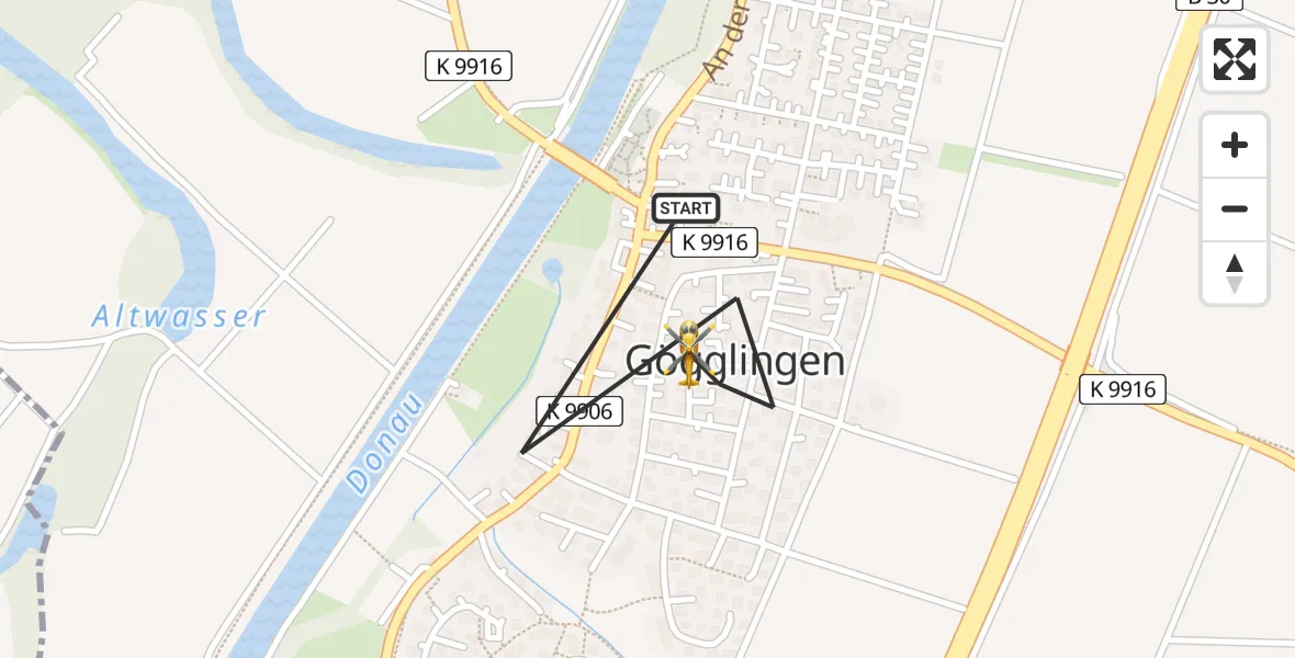 Flugroute Rettungshubschrauber Ulm - Ulm, 16 August 2026, 08:39