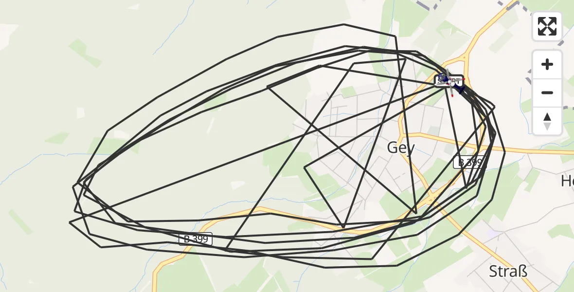 Flugroute Polizeihubschrauber Hürtgenwald - Hürtgenwald, 16 August 2026, 09:52