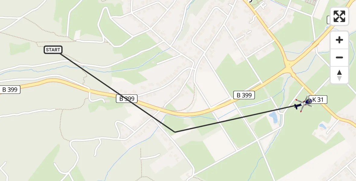 Flugroute Polizeihubschrauber Hürtgenwald - Hürtgenwald, 16 August 2026, 09:55