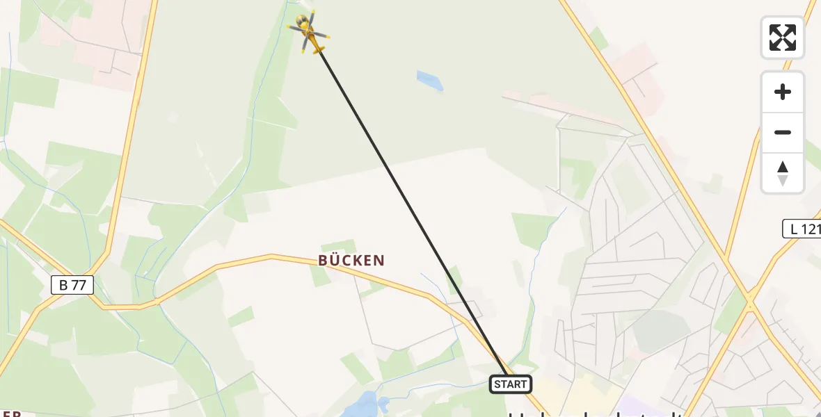 Flugroute Rettungshubschrauber Hohenlockstedt - Hohenlockstedt, 16 August 2026, 09:57