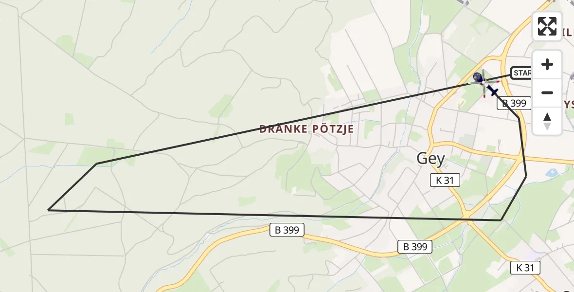 Flugroute Polizeihubschrauber Hürtgenwald - Hürtgenwald, 16 August 2026, 09:57