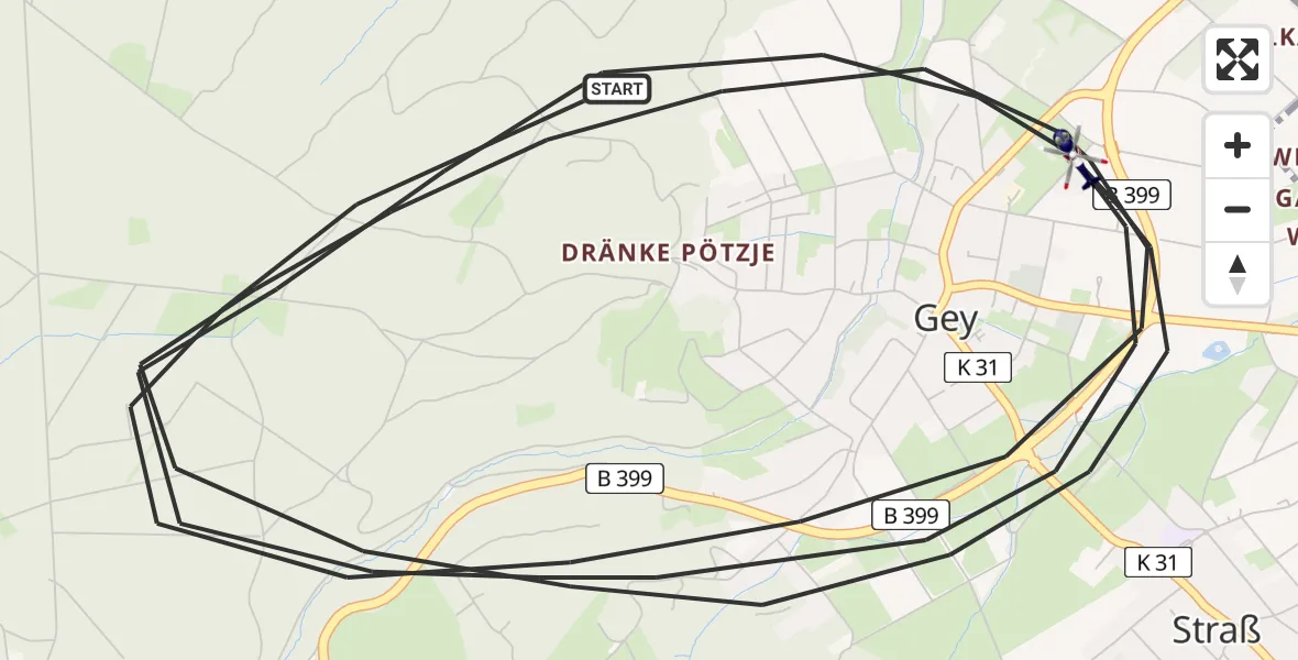 Flugroute Polizeihubschrauber Hürtgenwald - Hürtgenwald, 16 August 2026, 10:37
