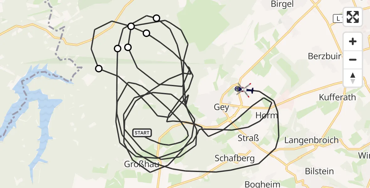 Flugroute Polizeihubschrauber Hürtgenwald - Hürtgenwald, 16 August 2026, 10:46