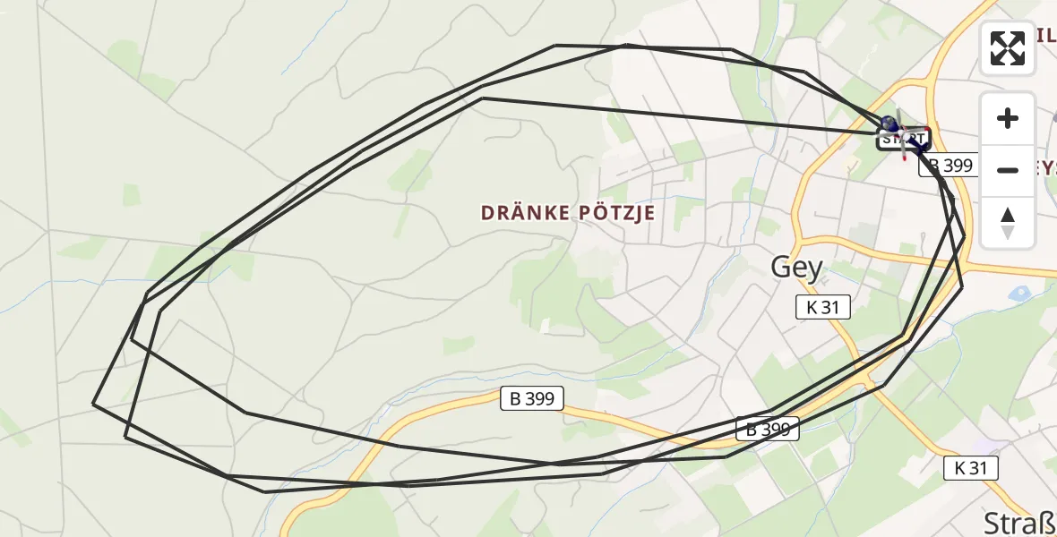 Flugroute Polizeihubschrauber Hürtgenwald - Hürtgenwald, 16 August 2026, 10:49