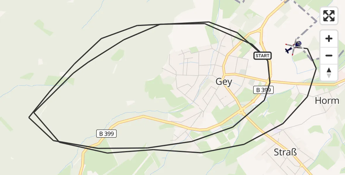 Flugroute Polizeihubschrauber Hürtgenwald - Hürtgenwald, 16 August 2026, 11:04