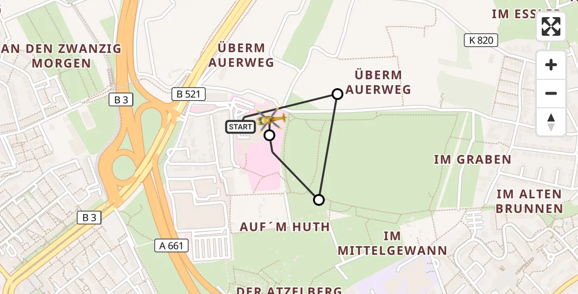 Flugroute Rettungshubschrauber Frankfurt am Main Accident Hospital Roof - Frankfurt am Main Accident Hospital Roof Helipad (CHX2), 16 August 2026, 11:10