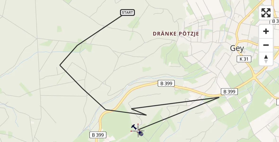 Flugroute Polizeihubschrauber Hürtgenwald - Hürtgenwald, 16 August 2026, 11:10