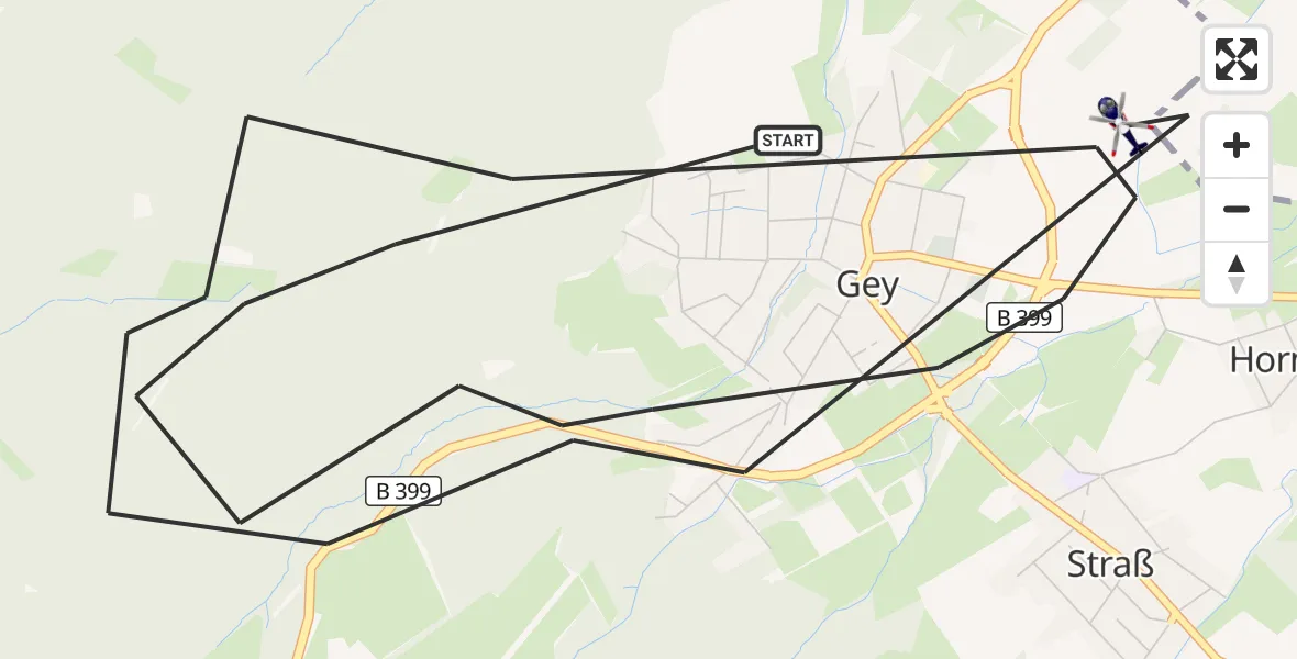 Flugroute Polizeihubschrauber Hürtgenwald - Hürtgenwald, 16 August 2026, 11:16