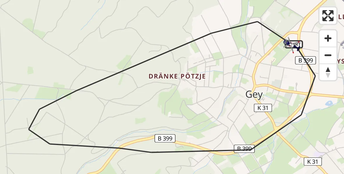 Flugroute Polizeihubschrauber Hürtgenwald - Hürtgenwald, 16 August 2026, 11:18