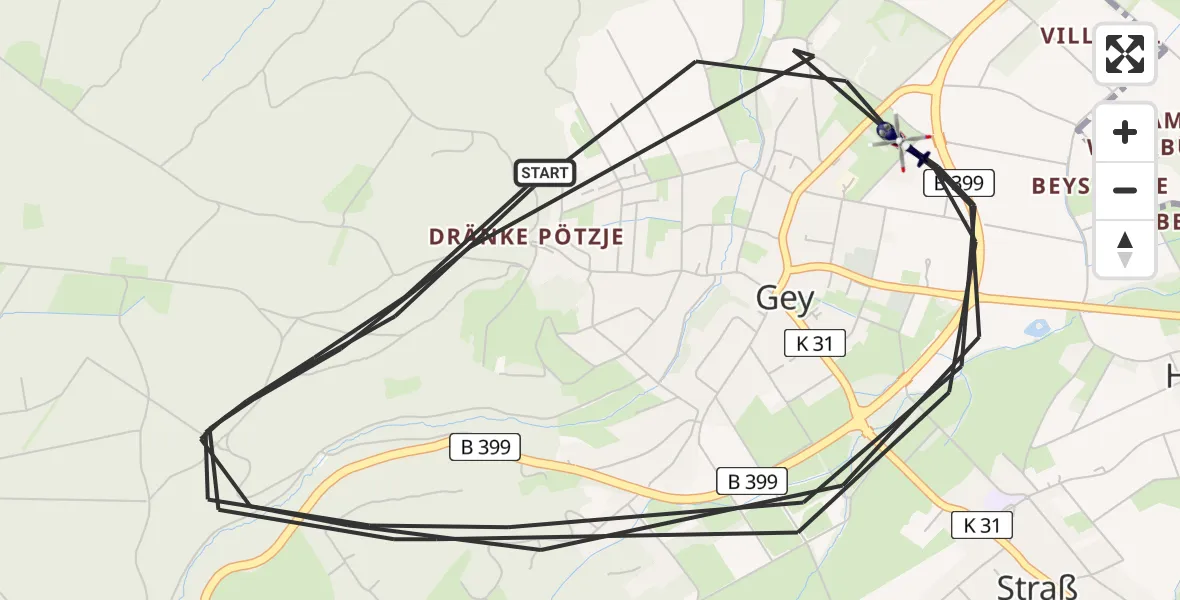 Flugroute Polizeihubschrauber Hürtgenwald - Hürtgenwald, 16 August 2026, 11:24