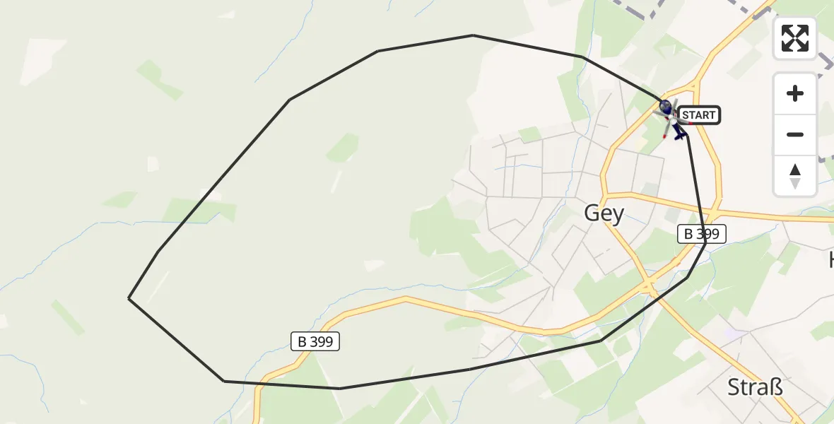 Flugroute Polizeihubschrauber Hürtgenwald - Hürtgenwald, 16 August 2026, 11:34