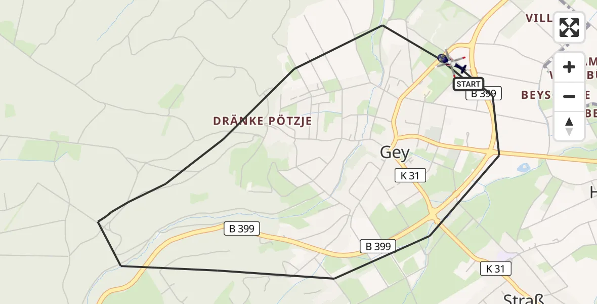 Flugroute Polizeihubschrauber Hürtgenwald - Hürtgenwald, 16 August 2026, 11:36
