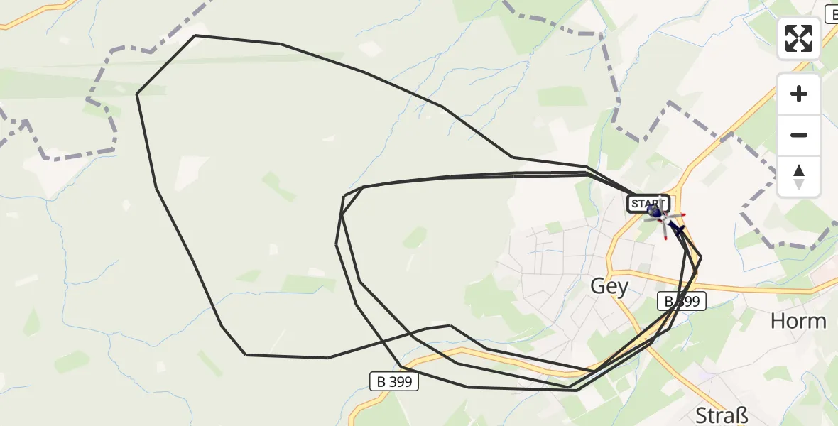Flugroute Polizeihubschrauber Hürtgenwald - Hürtgenwald, 16 August 2026, 11:42