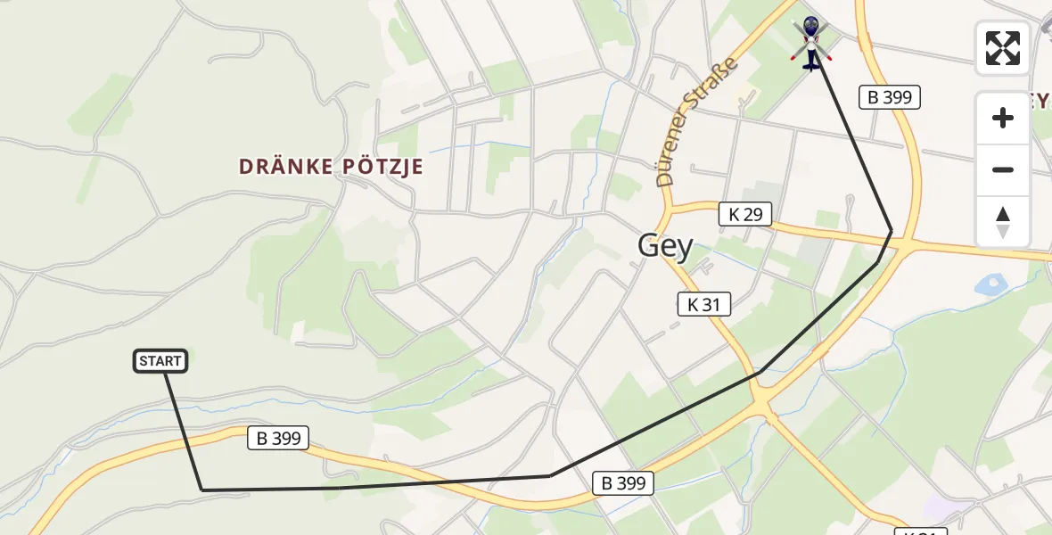 Flugroute Polizeihubschrauber Hürtgenwald - Hürtgenwald, 16 August 2026, 11:44