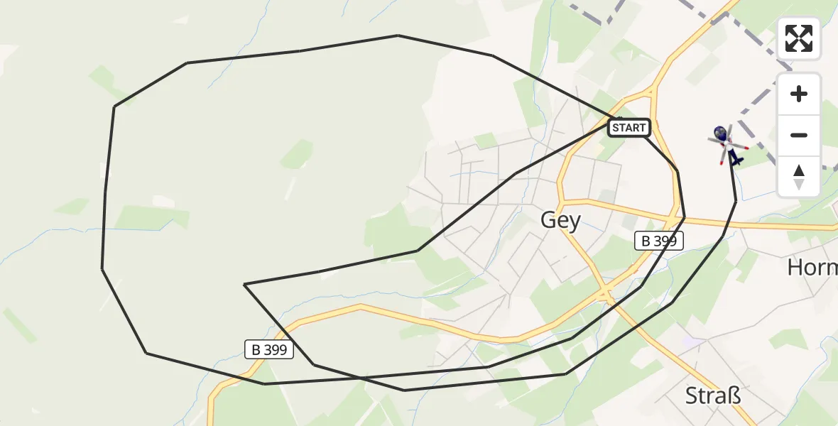 Flugroute Polizeihubschrauber Hürtgenwald - Hürtgenwald, 16 August 2026, 11:48