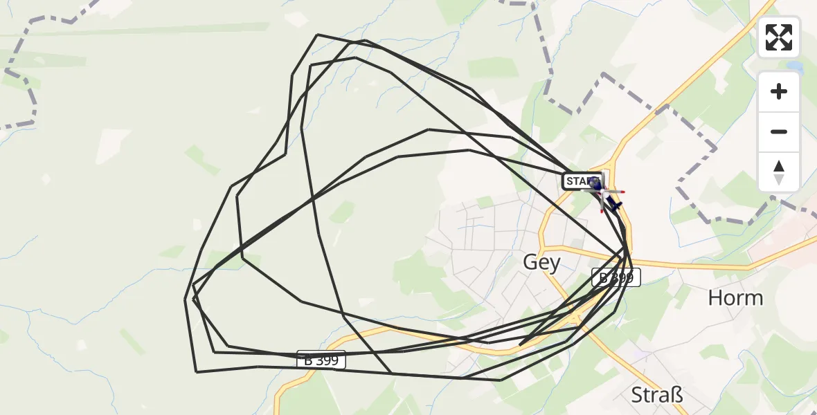 Flugroute Polizeihubschrauber Hürtgenwald - Hürtgenwald, 16 August 2026, 11:53