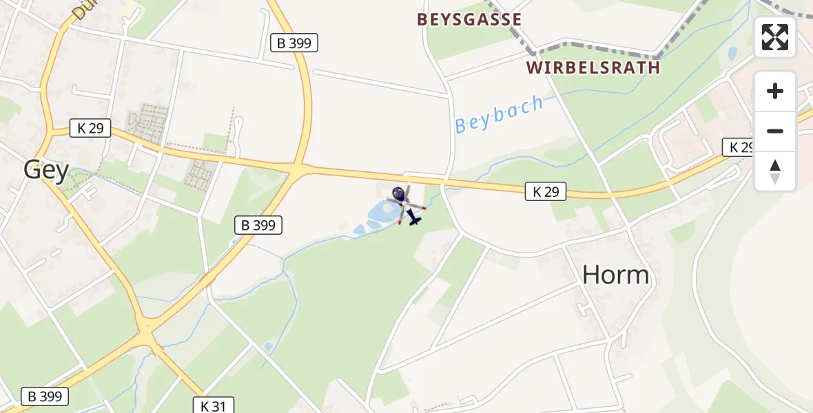 Flugroute Polizeihubschrauber Hürtgenwald - Hürtgenwald, 16 August 2026, 11:56