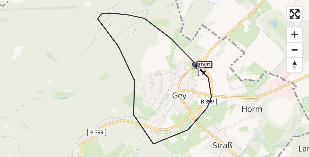 Flugroute Polizeihubschrauber Hürtgenwald - Hürtgenwald, 16 August 2026, 11:59