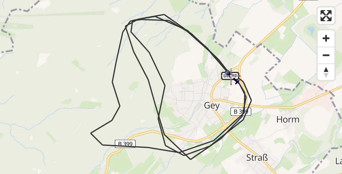 Flugroute Polizeihubschrauber Hürtgenwald - Hürtgenwald, 16 August 2026, 12:05