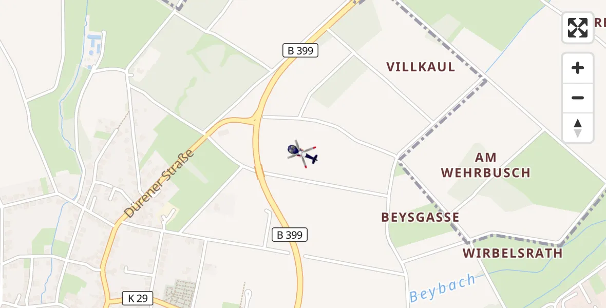 Flugroute Polizeihubschrauber Hürtgenwald - Hürtgenwald, 16 August 2026, 12:28