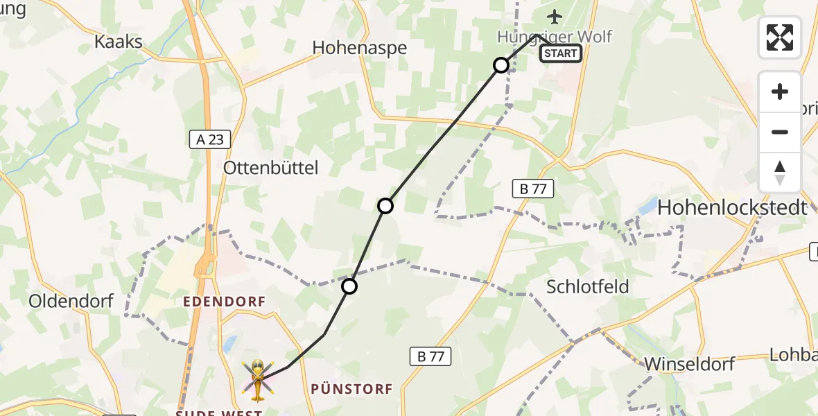 Flugroute Rettungshubschrauber Itzehoe Hungriger Wolf Flugplatz - Itzehoe, 16 August 2026, 12:28
