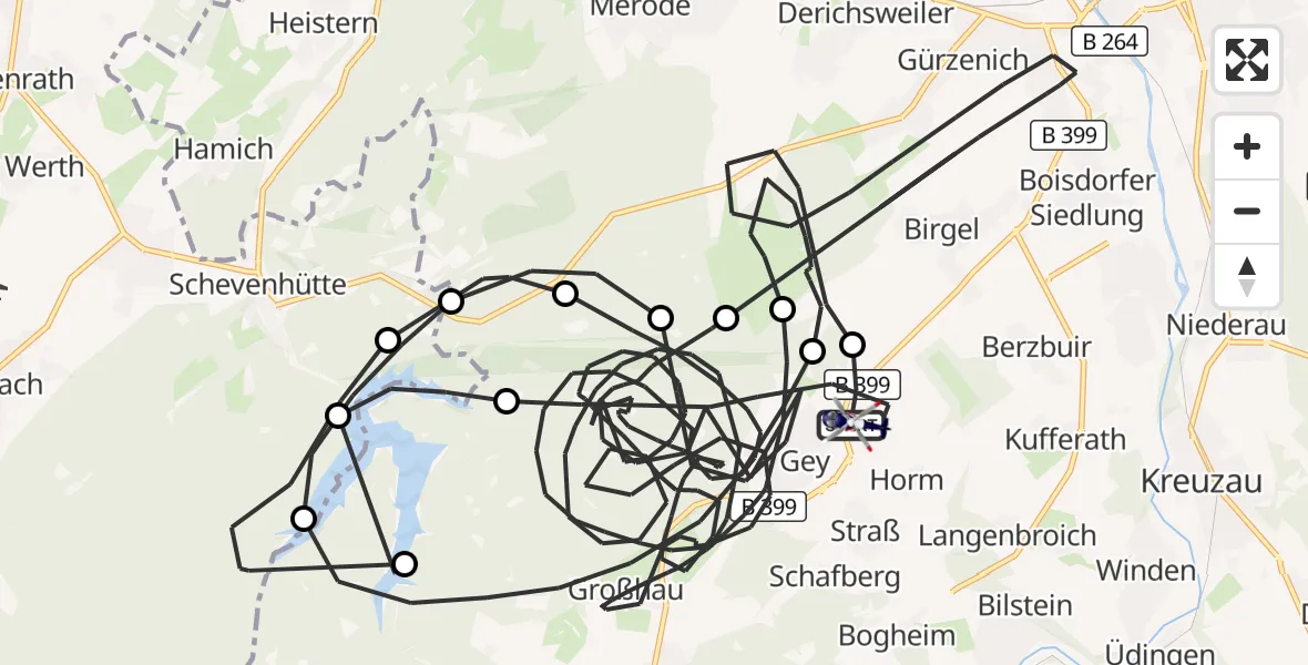 Flugroute Polizeihubschrauber Hürtgenwald - Hürtgenwald, 16 August 2026, 12:35
