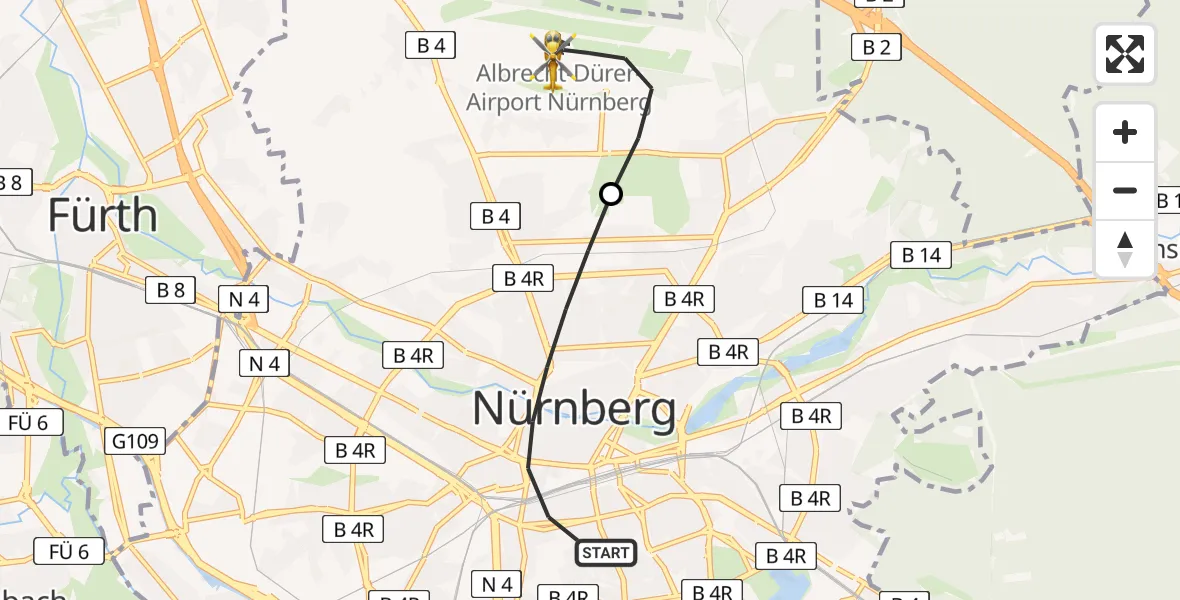 Flugroute Rettungshubschrauber Nürnberg - Flughafen Nuremberg, 16 August 2026, 13:51
