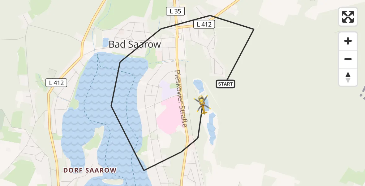 Flugroute Rettungshubschrauber Bad Saarow - Bad Saarow, 16 August 2026, 13:59