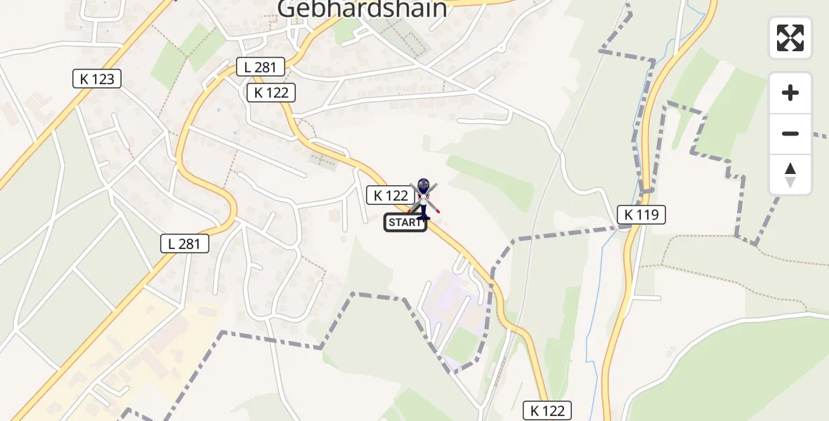 Flugroute Polizeihubschrauber Gebhardshain - Gebhardshain, 16 August 2026, 14:15