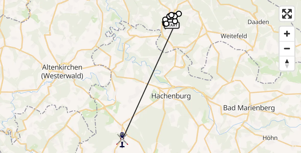 Flugroute Polizeihubschrauber Steinebach/Sieg - Mündersbach, 16 August 2026, 14:17